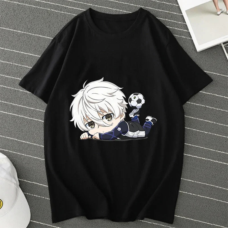 BLUE LOCK Yoichi Isagi Manga Shirt Retro Hip Hop Unisex T-Shirt Streetwear Graphic T Shirts BLUE LOCK Oversized T-shirts Tops
