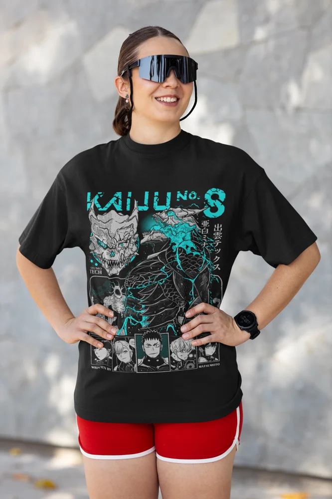 Kaiju no 8 T-shirt Mina Shiro kaij Gift Manga Best Anime Graphic Tee Black Shirt