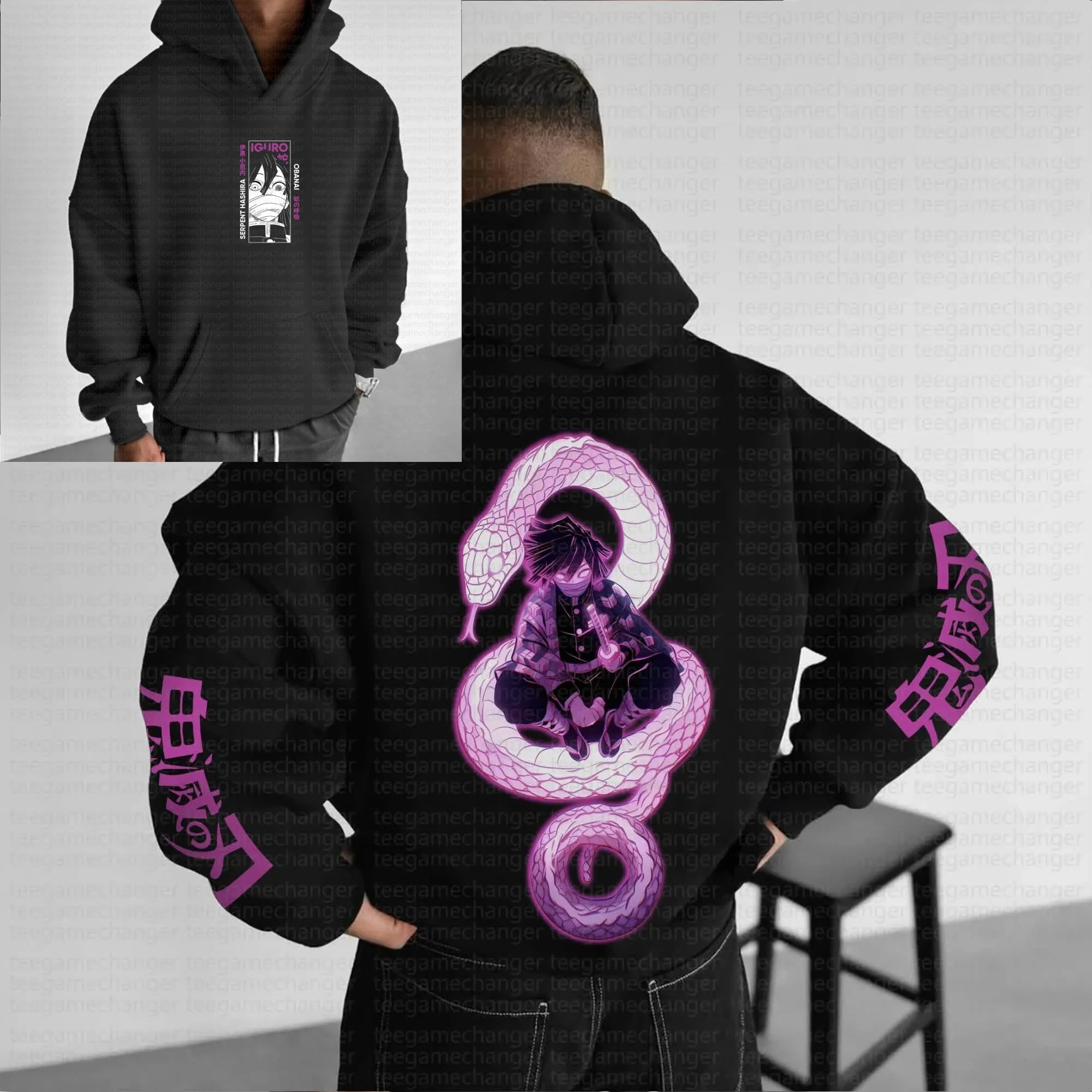 Anime Demon Slayer Graphic Hoodie Men Women 2025 Spring Autumn Streetwear Casual Sweatshirt Unisex Clothing Black Purple