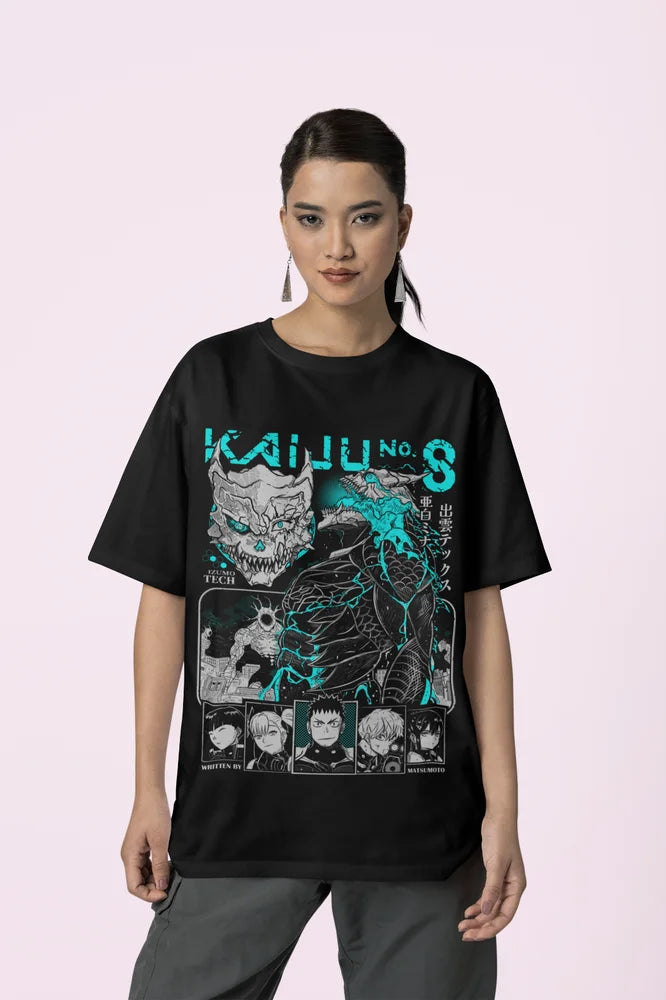 Kaiju no 8 T-shirt Mina Shiro kaij Gift Manga Best Anime Graphic Tee Black Shirt