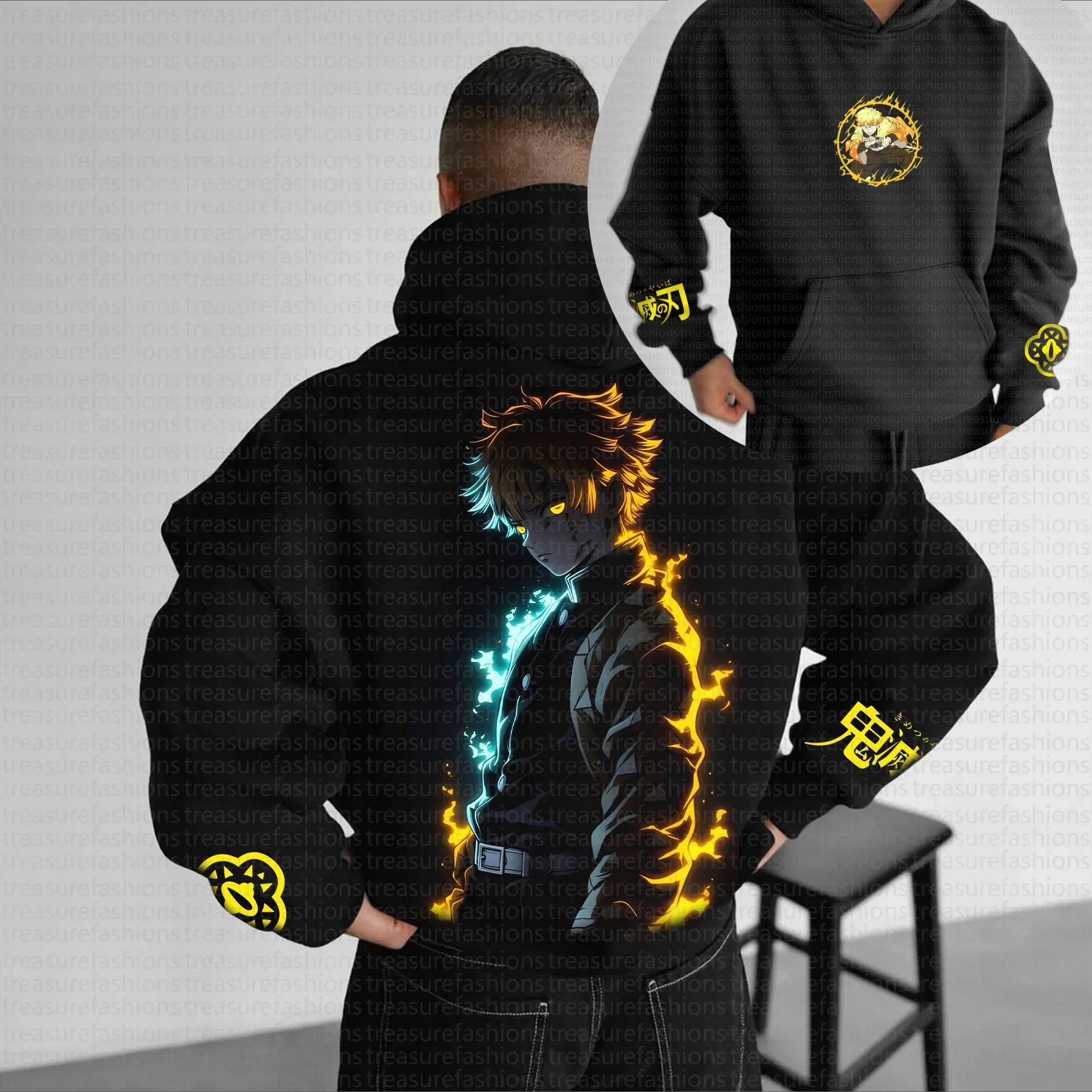 Demon Slayer Autumn and Winter Japanese Hot Blood Animation Classic Character Hoodie Men's and  Women's  Casual and Comfortable