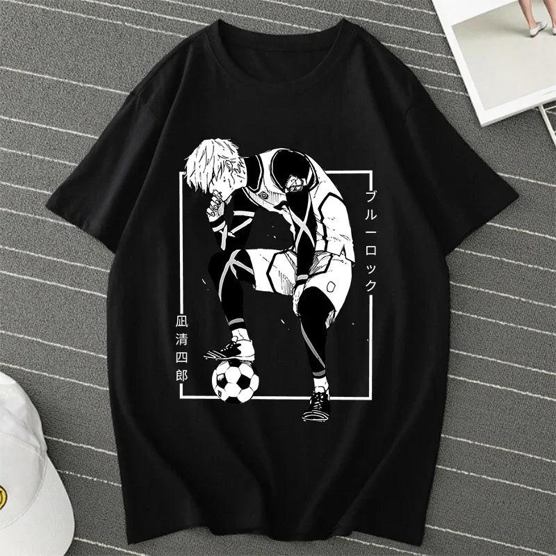 BLUE LOCK Yoichi Isagi Manga Shirt Retro Hip Hop Unisex T-Shirt Streetwear Graphic T Shirts BLUE LOCK Oversized T-shirts Tops