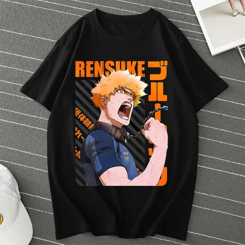 BLUE LOCK Yoichi Isagi Manga Shirt Retro Hip Hop Unisex T-Shirt Streetwear Graphic T Shirts BLUE LOCK Oversized T-shirts Tops