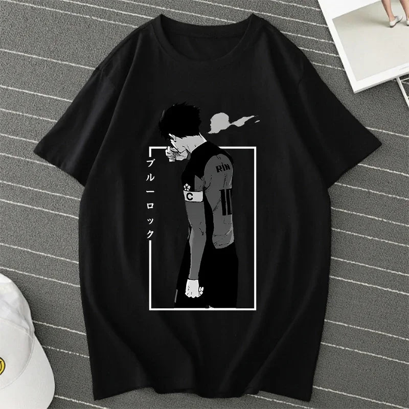 BLUE LOCK Yoichi Isagi Manga Shirt Retro Hip Hop Unisex T-Shirt Streetwear Graphic T Shirts BLUE LOCK Oversized T-shirts Tops