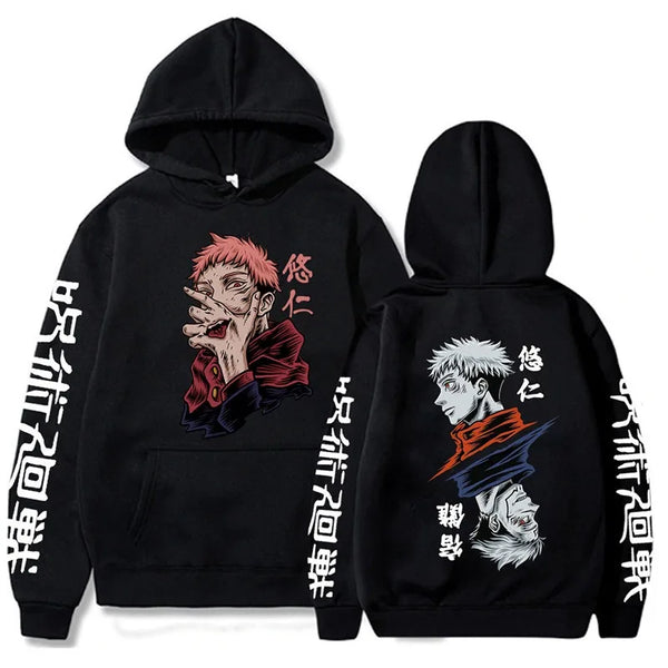 Jujutsu Kaisen Itadori Yuji Leisure Plus size student hoodie cross-grade fleece hooded sweatshirt Double-sided Graphic print