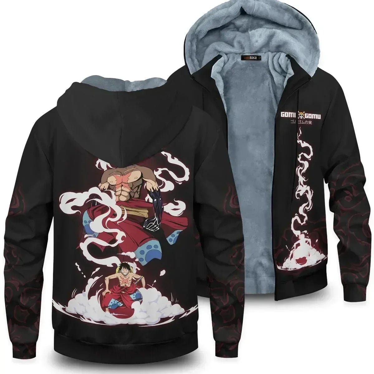 Velvet Thick Warm Winter Oversized One Piece Anime Hoodie Coat Zip Up Sweatshirt Winter Top Plus Size Boy Girl Coat Plush Jacket