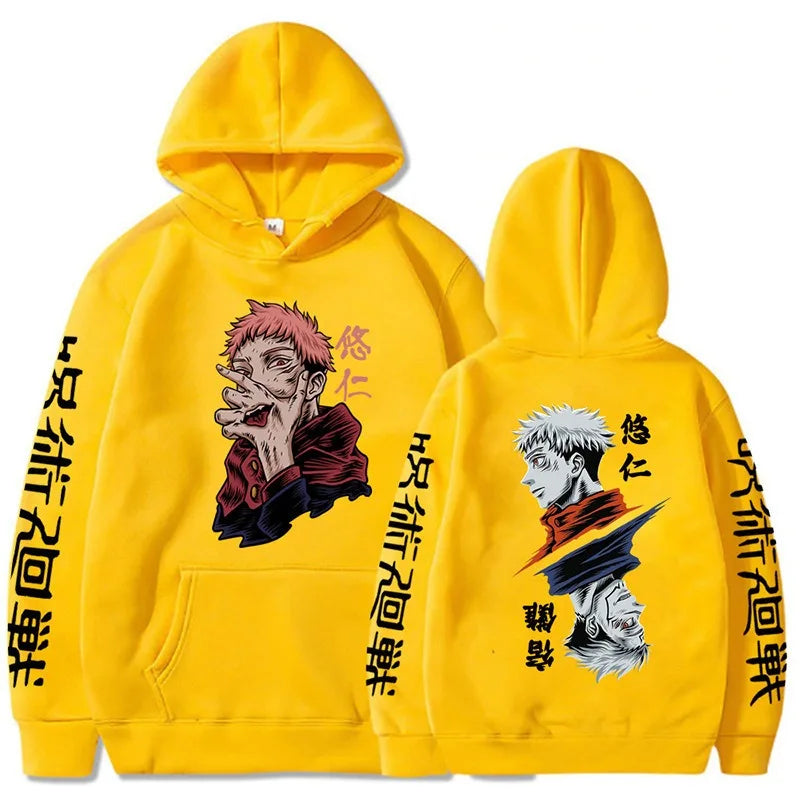 Jujutsu Kaisen Itadori Yuji Leisure Plus size student hoodie cross-grade fleece hooded sweatshirt Double-sided Graphic print