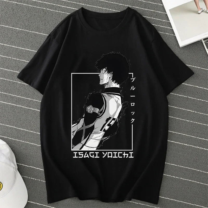 BLUE LOCK Yoichi Isagi Manga Shirt Retro Hip Hop Unisex T-Shirt Streetwear Graphic T Shirts BLUE LOCK Oversized T-shirts Tops