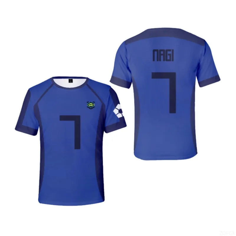 2024 Blue Lock T Shirt Anime Football Team 3D Printed Loose T-shirt Casual Fashion Short Sleeve Men's T-Shirt  for Kids T-Shirts