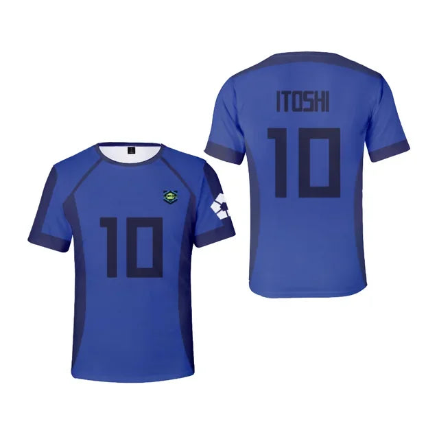 2024 Blue Lock T Shirt Anime Football Team 3D Printed Loose T-shirt Casual Fashion Short Sleeve Men's T-Shirt  for Kids T-Shirts