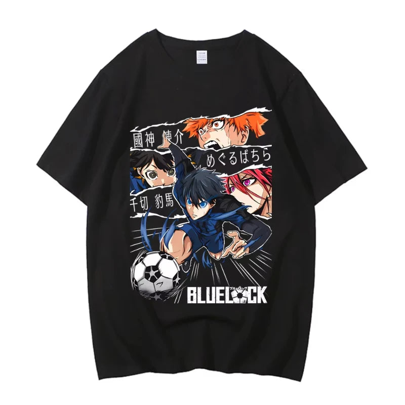 BLUE LOCK Yoichi Isagi Manga Shirt Retro Hip Hop Unisex T-Shirt Streetwear Graphic T Shirt Cotton High Quality Short Sleeve Tops