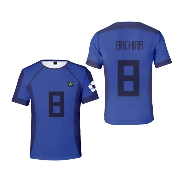 2024 Blue Lock T Shirt Anime Football Team 3D Printed Loose T-shirt Casual Fashion Short Sleeve Men's T-Shirt  for Kids T-Shirts