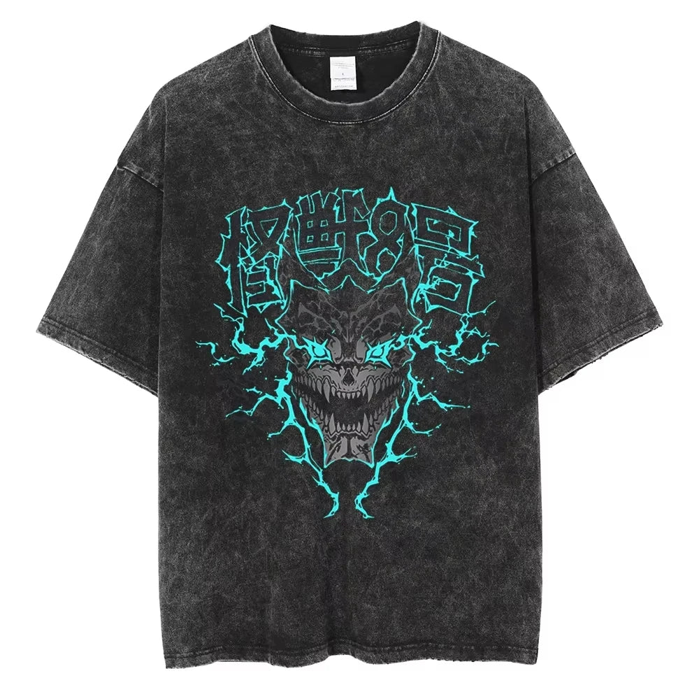 BANDAI Men Tshirt Streetwear Japanese Anime Kaiju No 8 Chainsaw Man Print T-Shirt Harajuku Cotton Loose Summer Short Sleeve Top