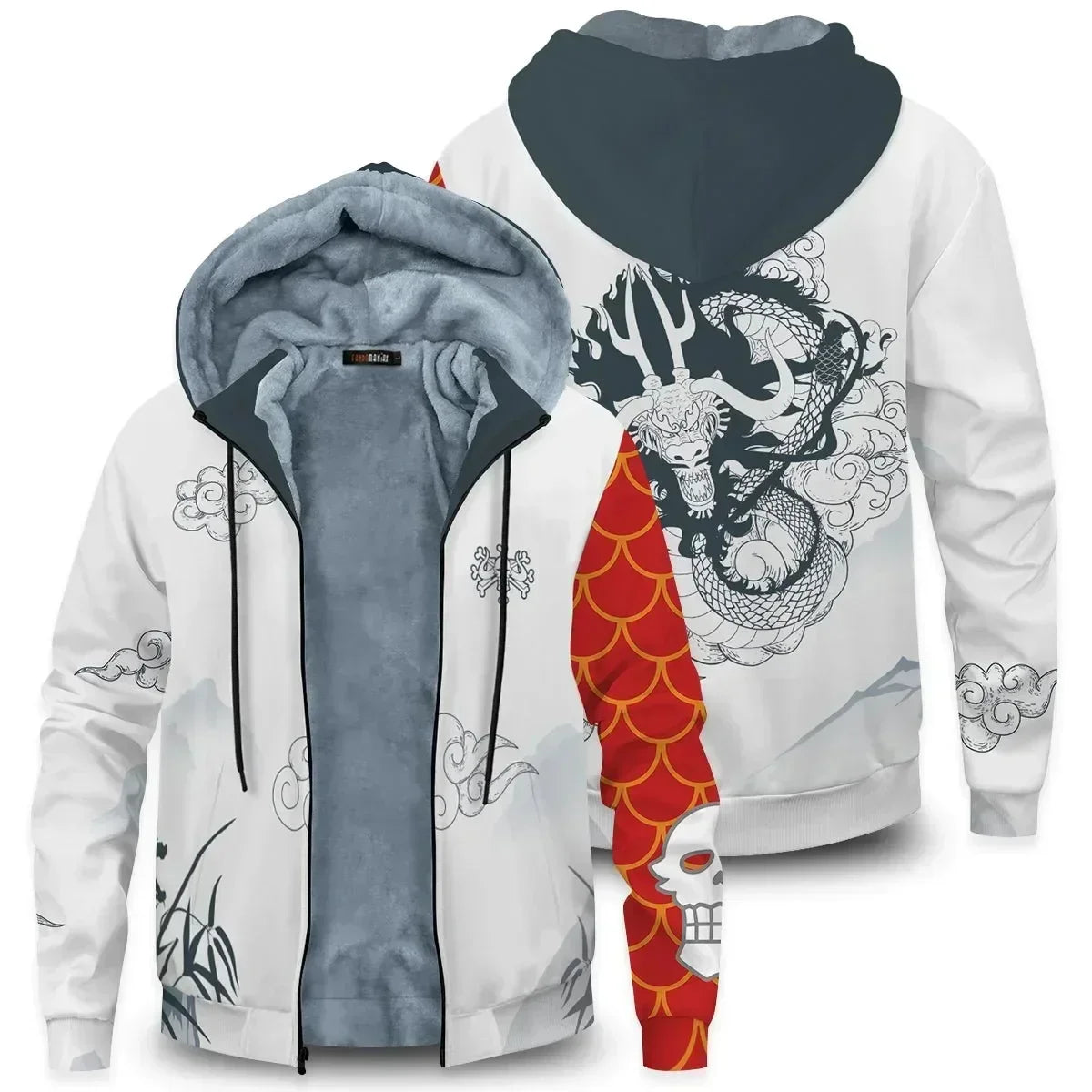 Velvet Thick Warm Winter Oversized One Piece Anime Hoodie Coat Zip Up Sweatshirt Winter Top Plus Size Boy Girl Coat Plush Jacket