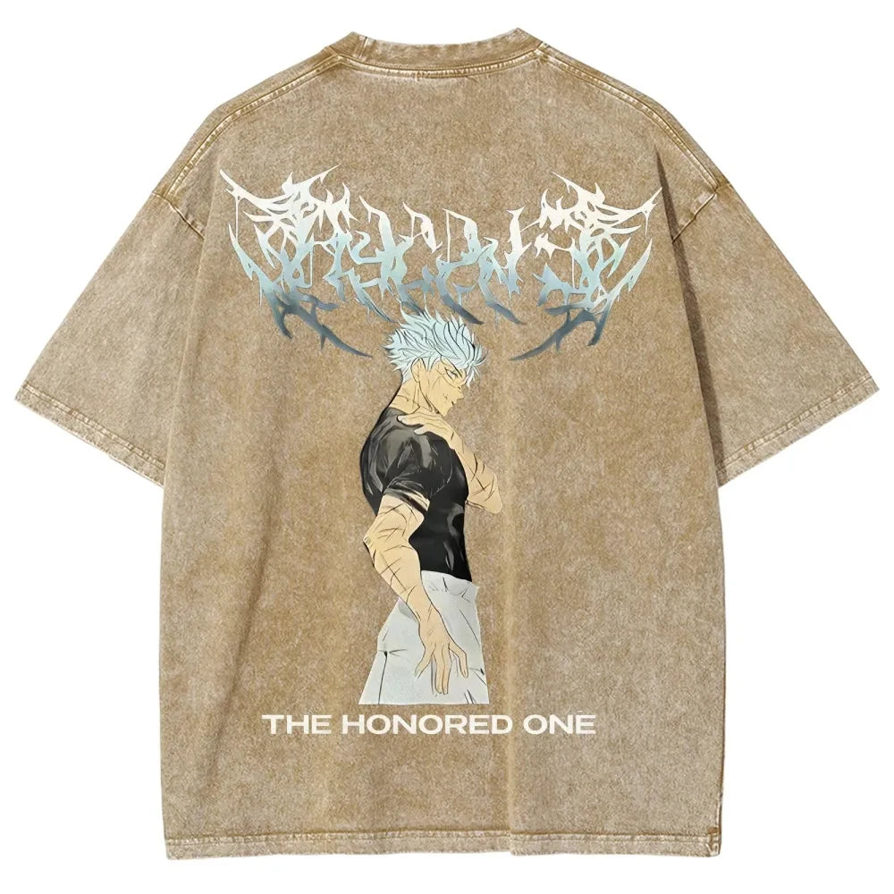 Jujutsu Kaisen Graphic T-shirt For Men Women Anime Vintage Short Sleeve Men's T-shirt Casual Street Washed Cotton Tops Clothing