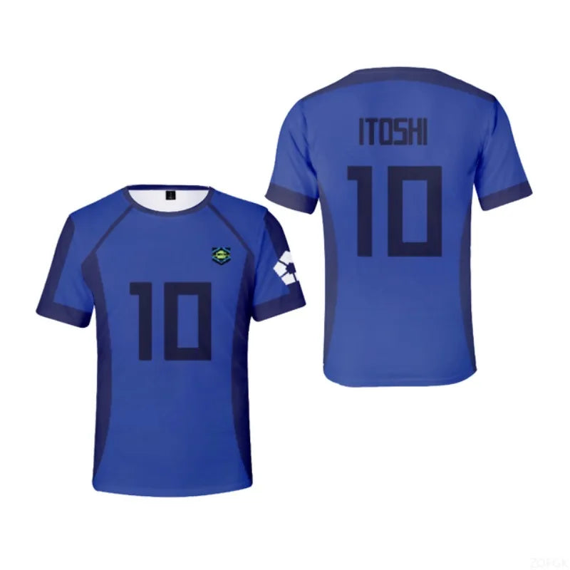 2024 Blue Lock T Shirt Anime Football Team 3D Printed Loose T-shirt Casual Fashion Short Sleeve Men's T-Shirt  for Kids T-Shirts