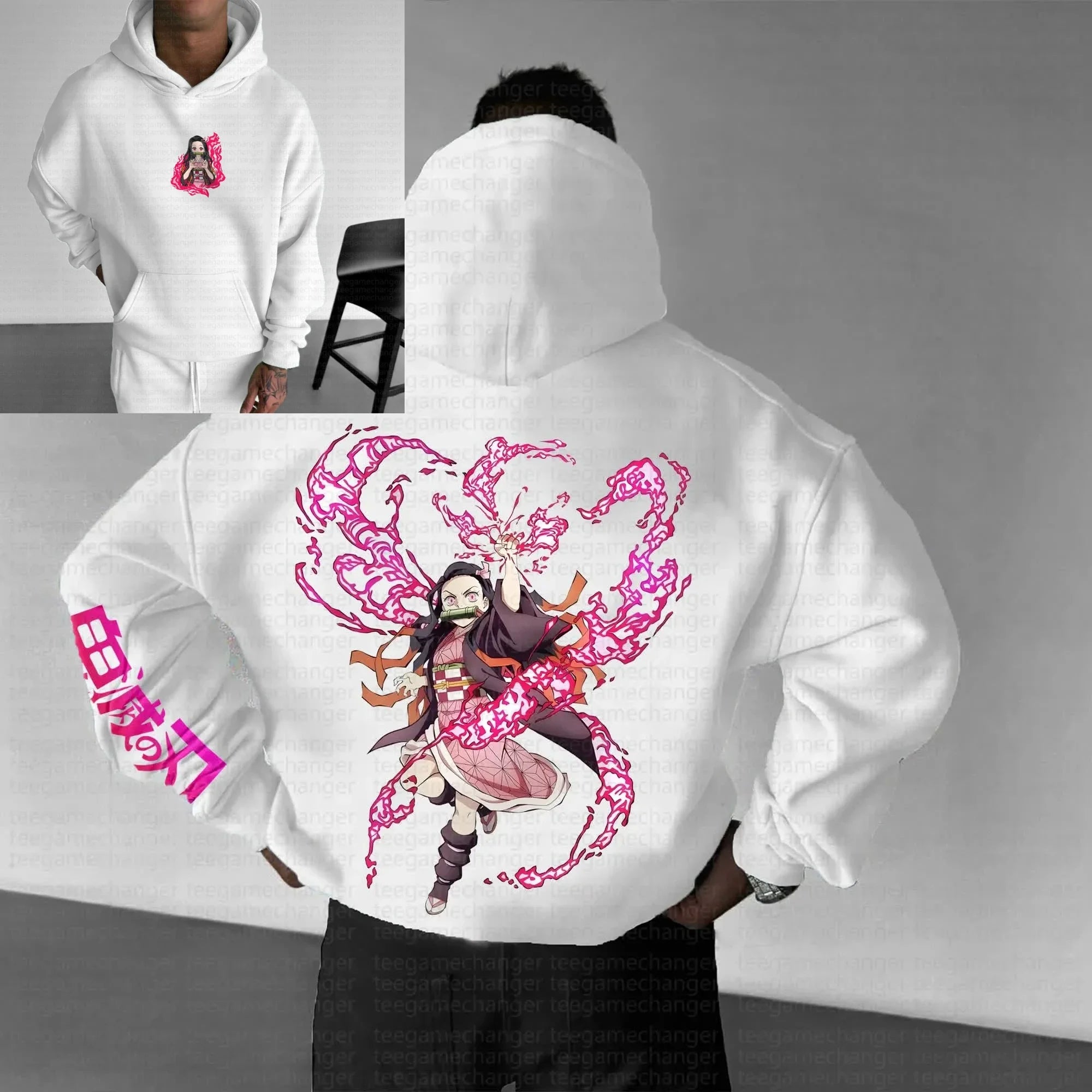 Anime Demon Slayer Graphic Hoodie Men Women 2025 Spring Autumn Streetwear Casual Sweatshirt Unisex Clothing Black Purple
