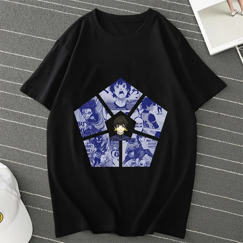 BLUE LOCK Yoichi Isagi Manga Shirt Retro Hip Hop Unisex T-Shirt Streetwear Graphic T Shirts BLUE LOCK Oversized T-shirts Tops