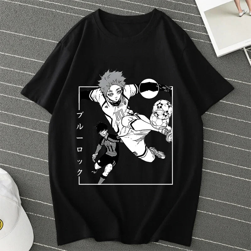 BLUE LOCK Yoichi Isagi Manga Shirt Retro Hip Hop Unisex T-Shirt Streetwear Graphic T Shirts BLUE LOCK Oversized T-shirts Tops