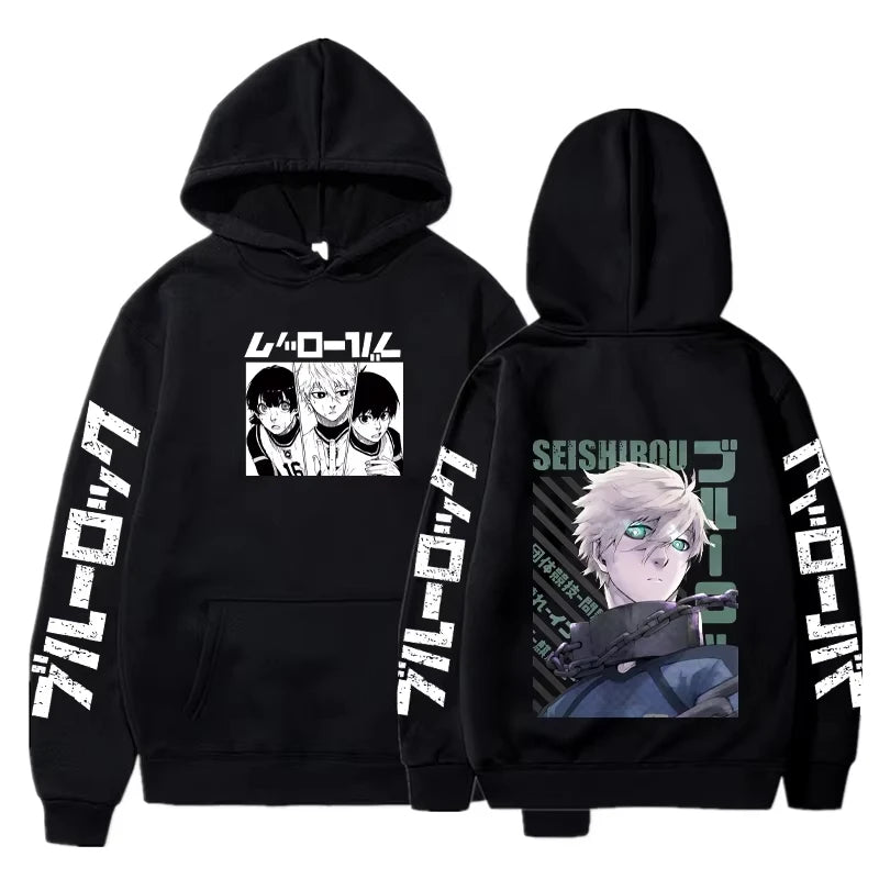 Anime Blue Lock Isagi Yoichi Graphic Print Hooded Men Women Manga Hoodies Plus Size Streetwear Harajuku Unisex Sweatshirt