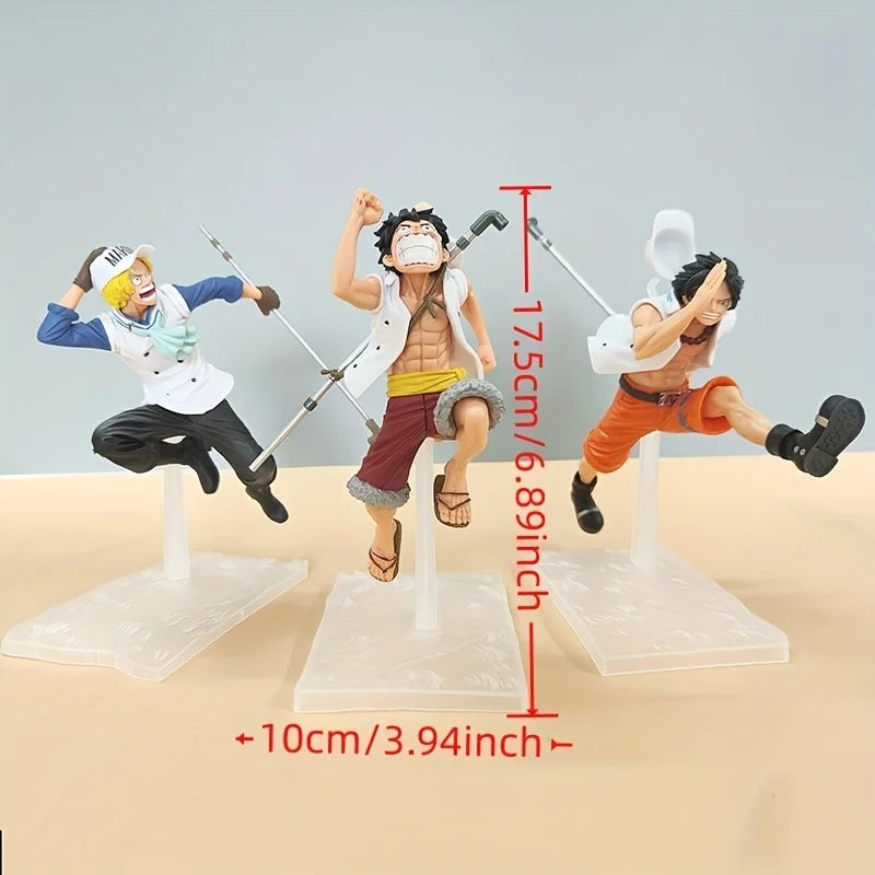 3PCS/Set Bandai One Piece Figure Luffy Running Three Brothers Of Sabo Ace Luffy Anime Model Decorations Children Collection Gift