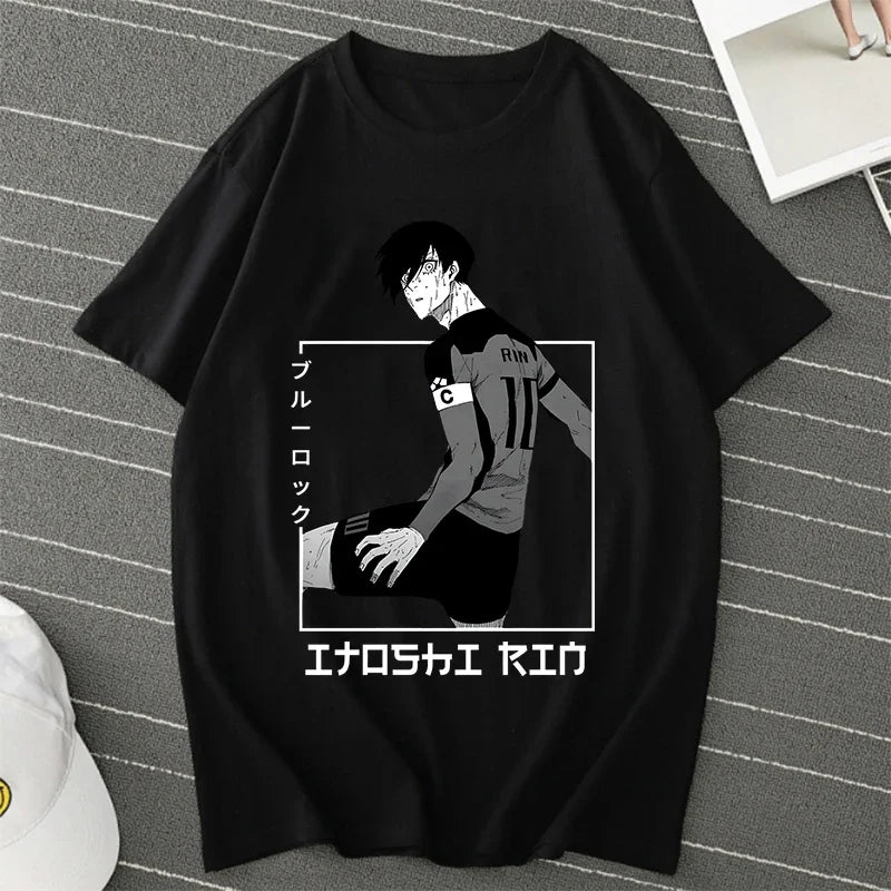 BLUE LOCK Yoichi Isagi Manga Shirt Retro Hip Hop Unisex T-Shirt Streetwear Graphic T Shirts BLUE LOCK Oversized T-shirts Tops