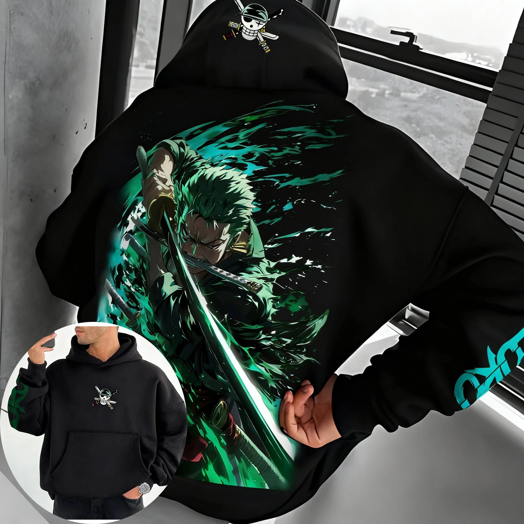 One Piece Roronoa Zoro Hoodie - Hip Hop Trendy Parent-Child