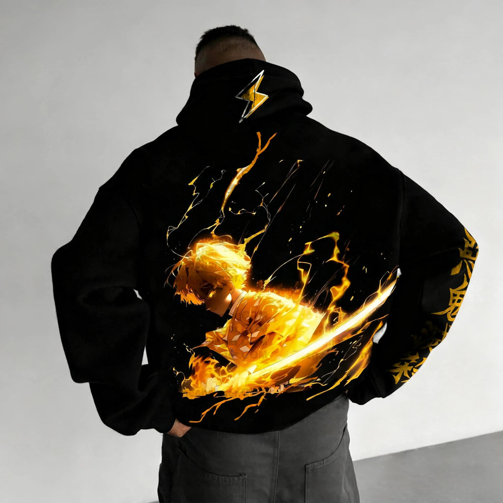 Demon Slayer Zenitsu Hoodie - Hip Hop Zipper Streetwear