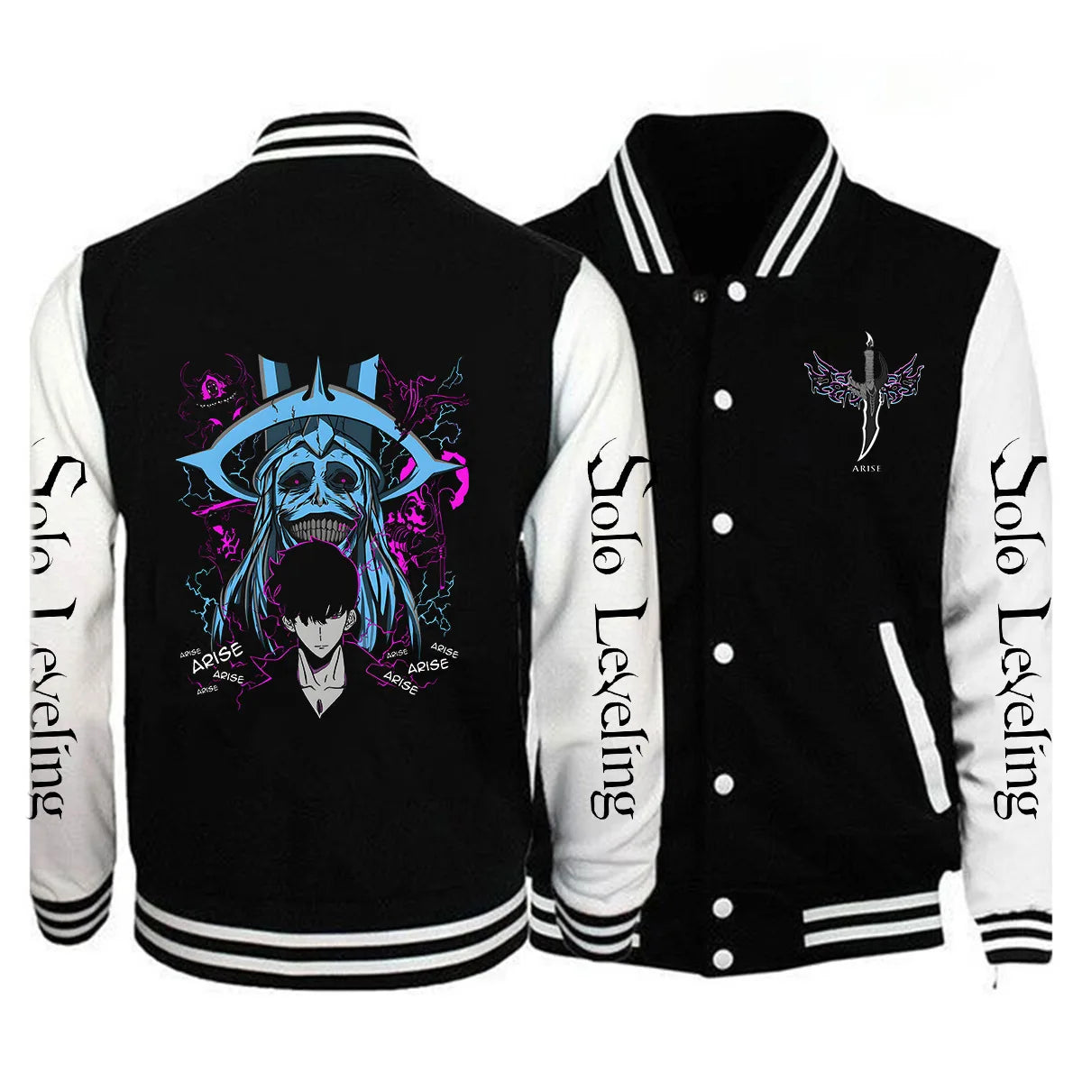 Limited Edition Men Fashion Solo Leveling Print Baseball Jacket Button Jacket Outerwear 2025 Spring Oversized Streetwear Solo Leveling Jacket