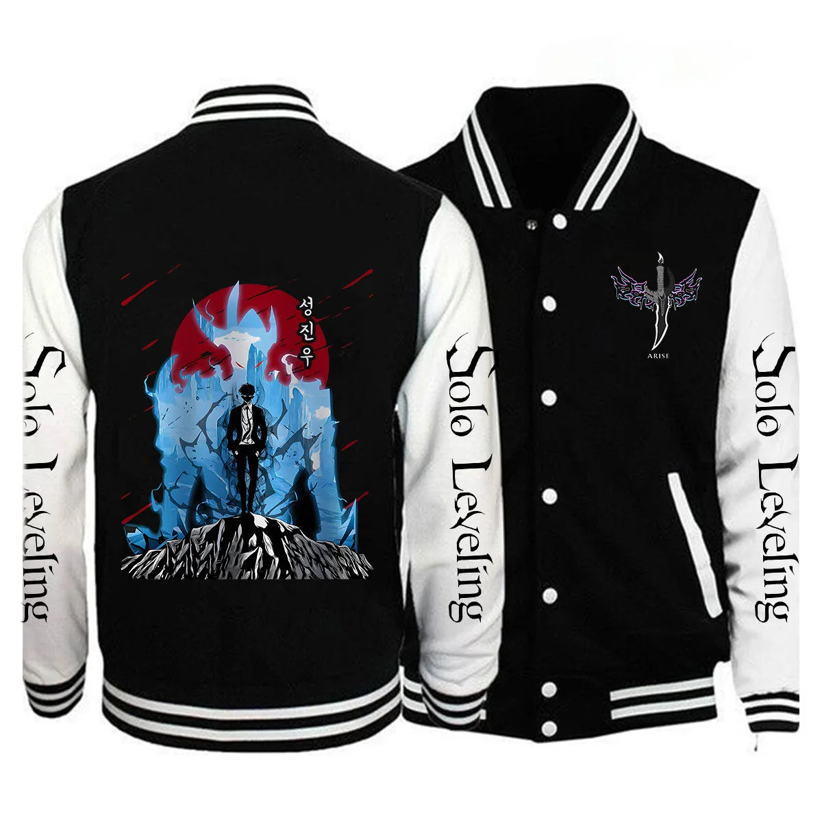 Limited Edition Men Fashion Solo Leveling Print Baseball Jacket Button Jacket Outerwear 2025 Spring Oversized Streetwear Solo Leveling Jacket