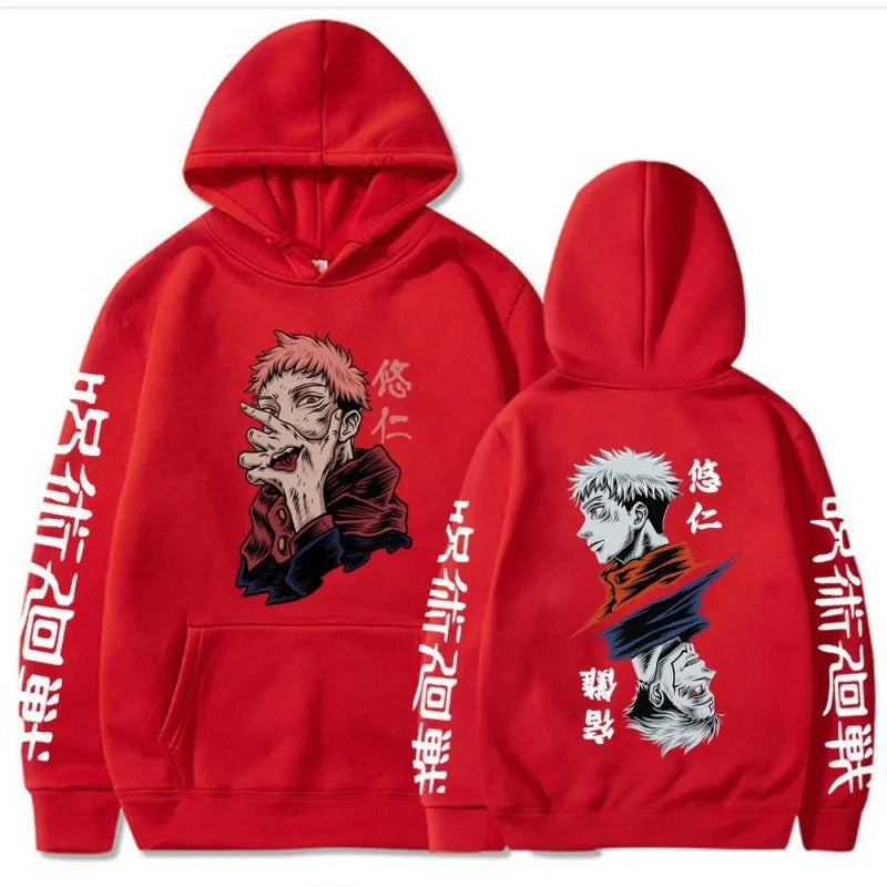 Jujutsu Kaisen Itadori Yuji Leisure Plus size student hoodie cross-grade fleece hooded sweatshirt Double-sided Graphic print