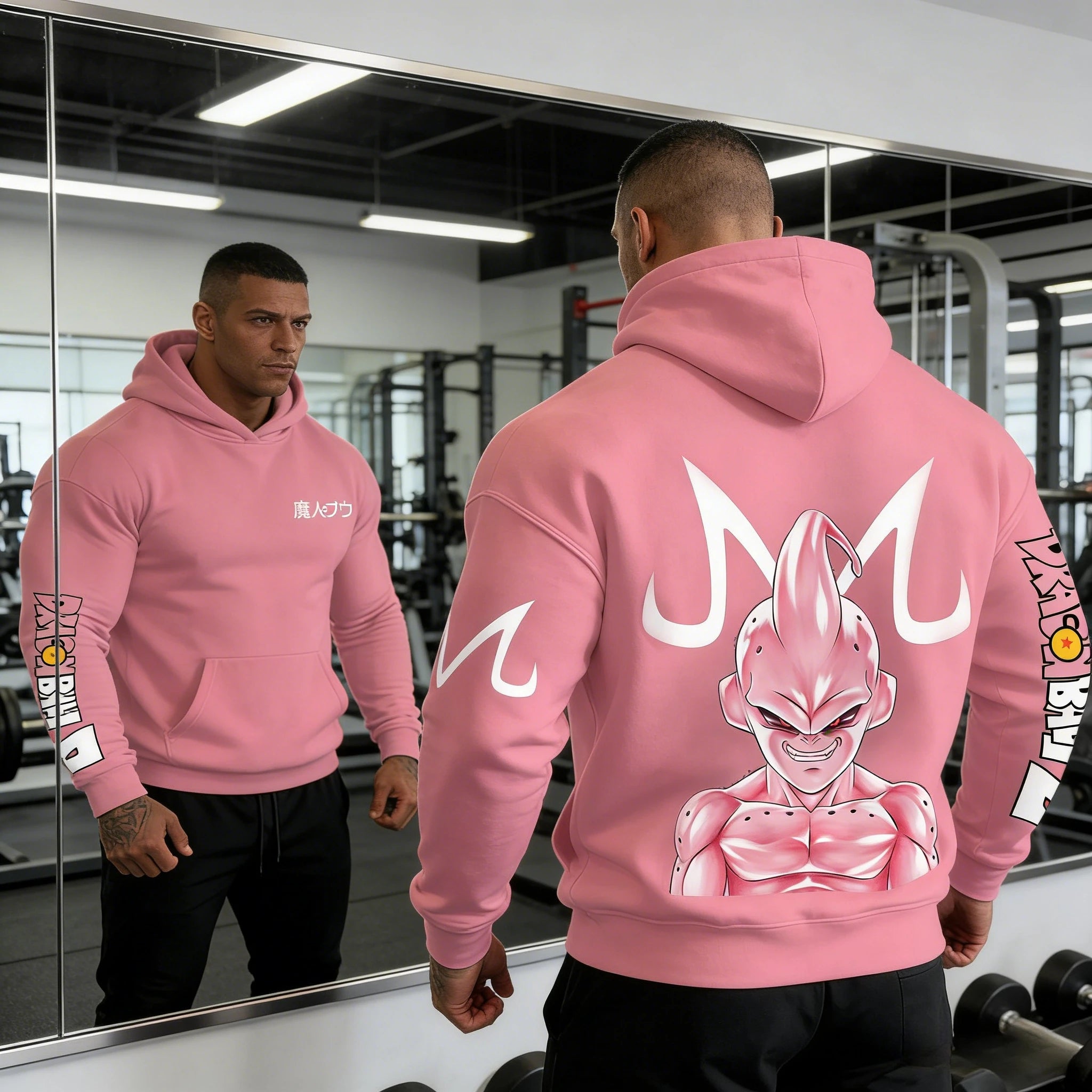 Dragon Ball Kid Buu Hoodie - Retro Gym Y2K Sweatshirt