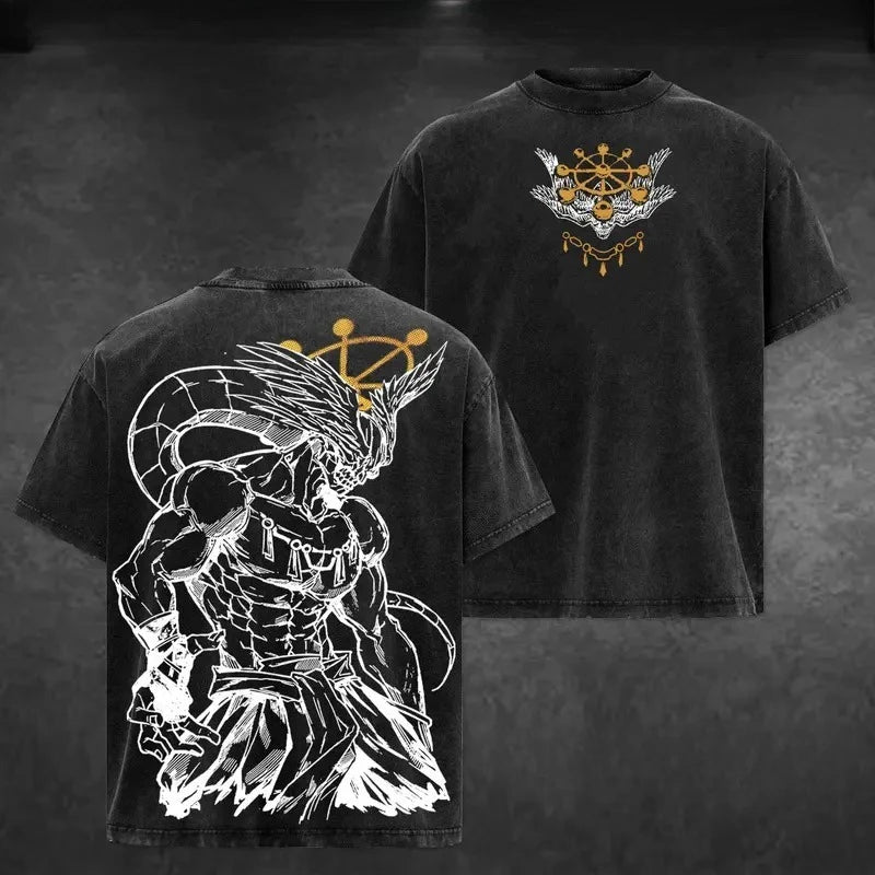 Jujutsu Kaisen Mahoraga T-Shirt - Washed Cotton Vintage Harajuku