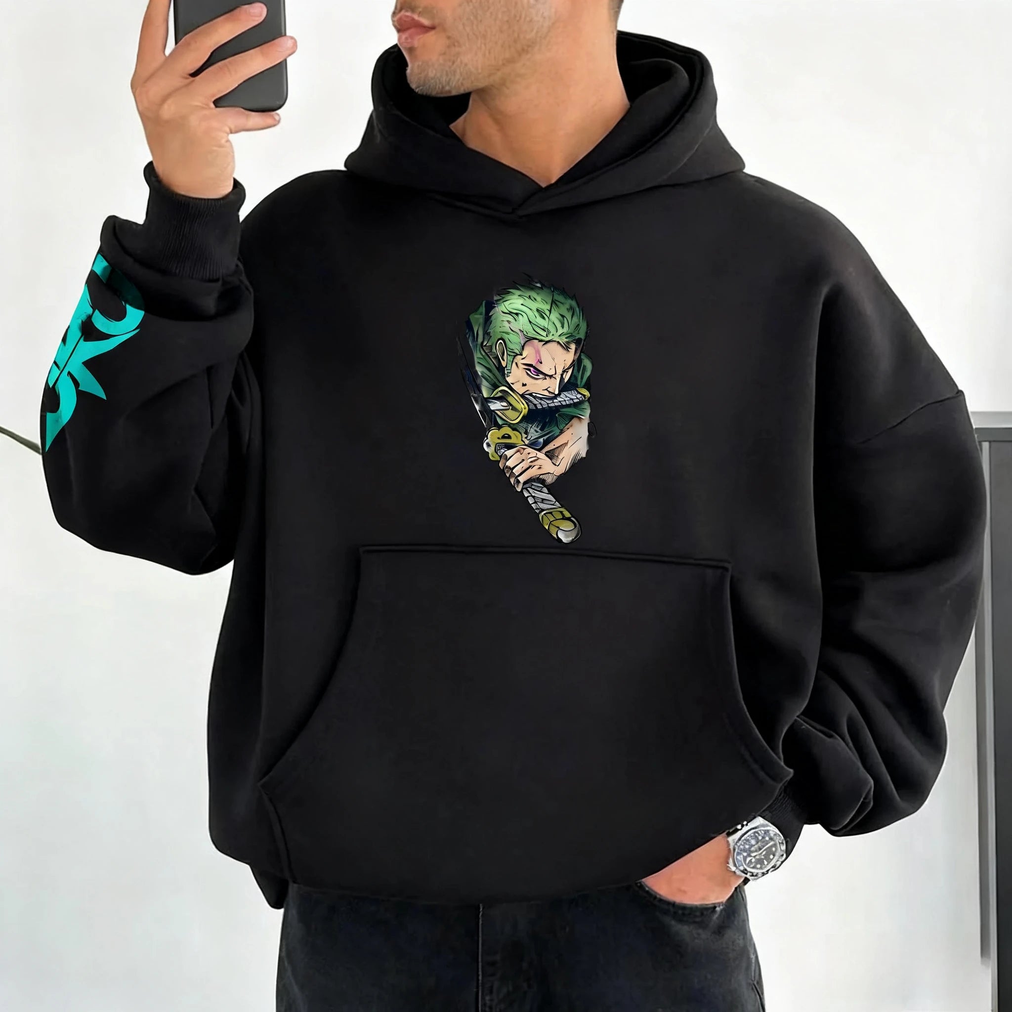 One Piece Roronoa Zoro Hoodie - Hip Hop Trendy Parent-Child