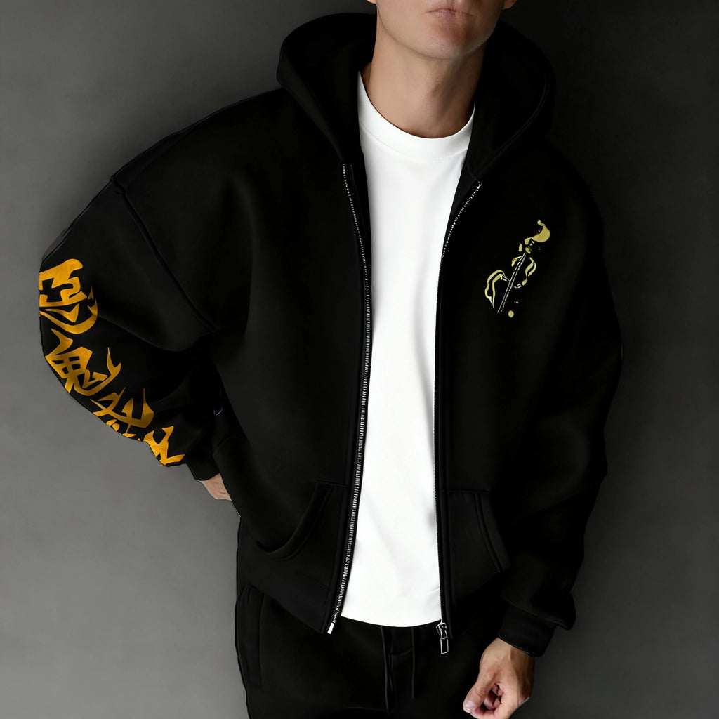 Demon Slayer Zenitsu Hoodie - Hip Hop Zipper Streetwear