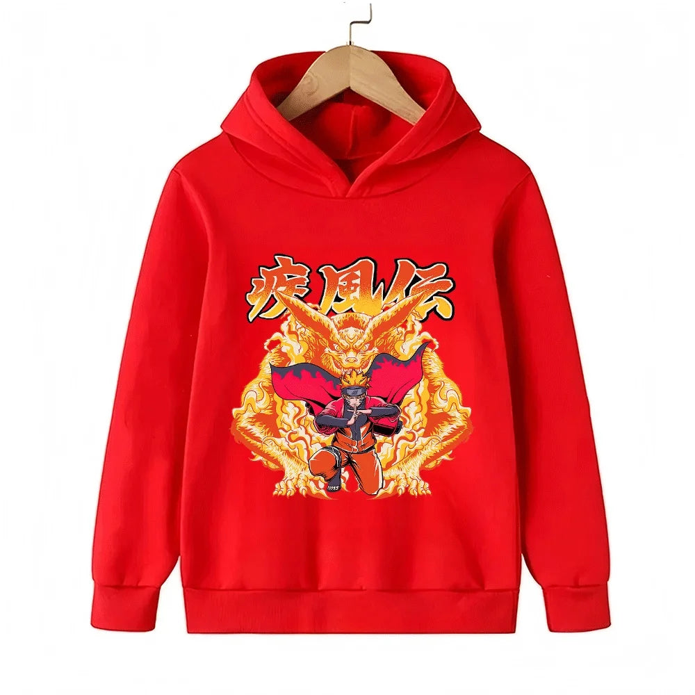 Naruto Kurama Kids Hoodie - Uzumaki Graphic Sweatshirt