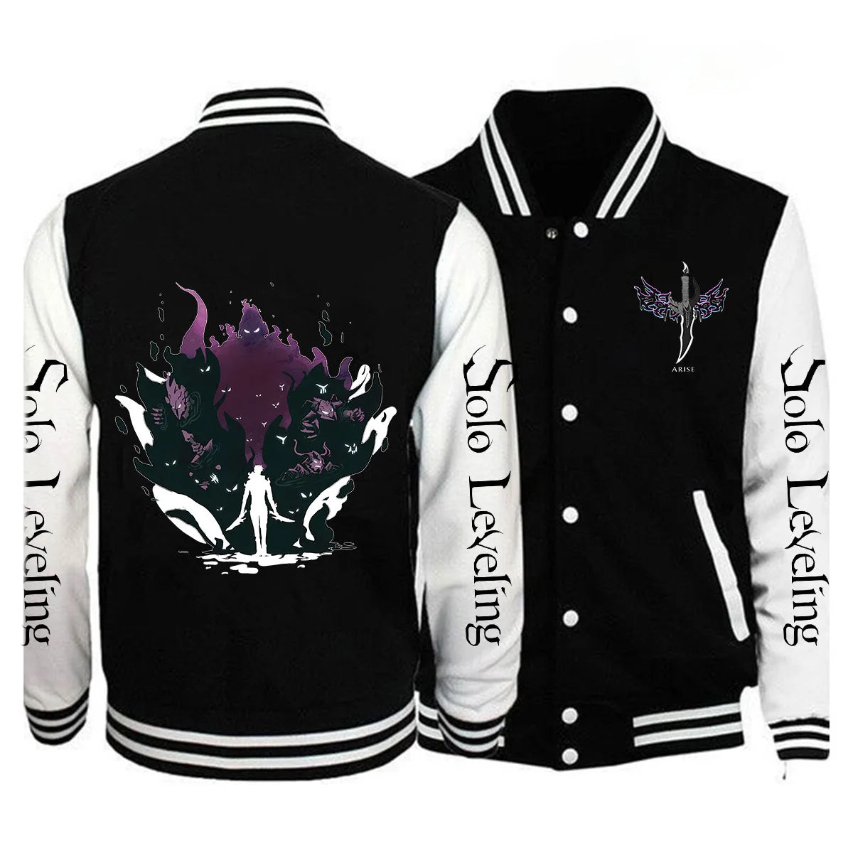 Limited Edition Men Fashion Solo Leveling Print Baseball Jacket Button Jacket Outerwear 2025 Spring Oversized Streetwear Solo Leveling Jacket