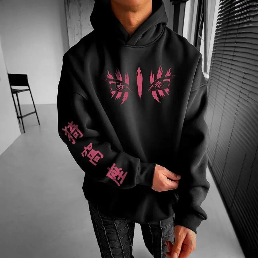 Jujutsu Kaisen Hoodie - Black Cotton Akaza Front Back Print