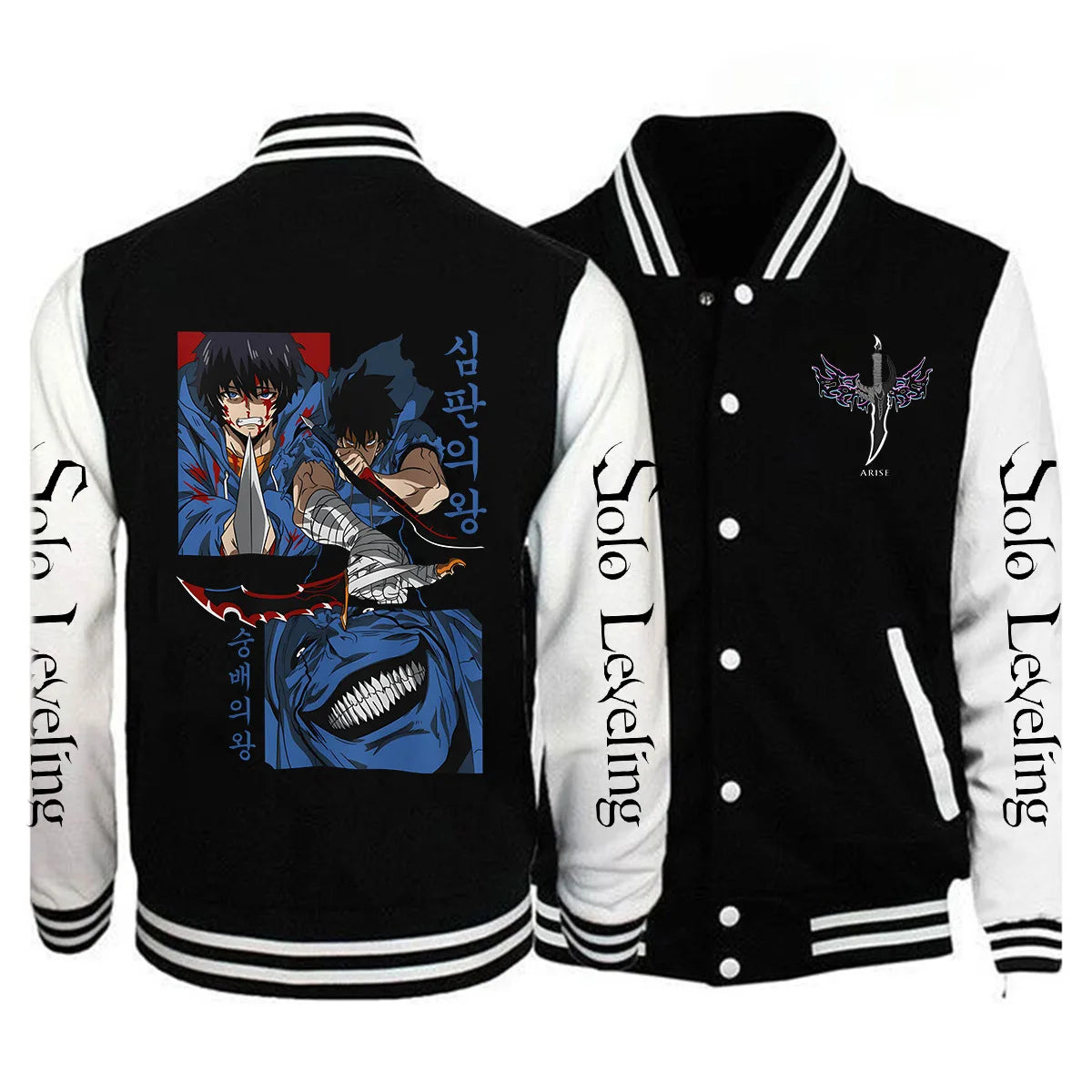 Limited Edition Men Fashion Solo Leveling Print Baseball Jacket Button Jacket Outerwear 2025 Spring Oversized Streetwear Solo Leveling Jacket