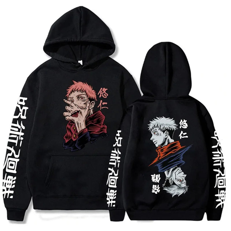Jujutsu Kaisen Itadori Yuji Leisure Plus size student hoodie cross-grade fleece hooded sweatshirt Double-sided Graphic print