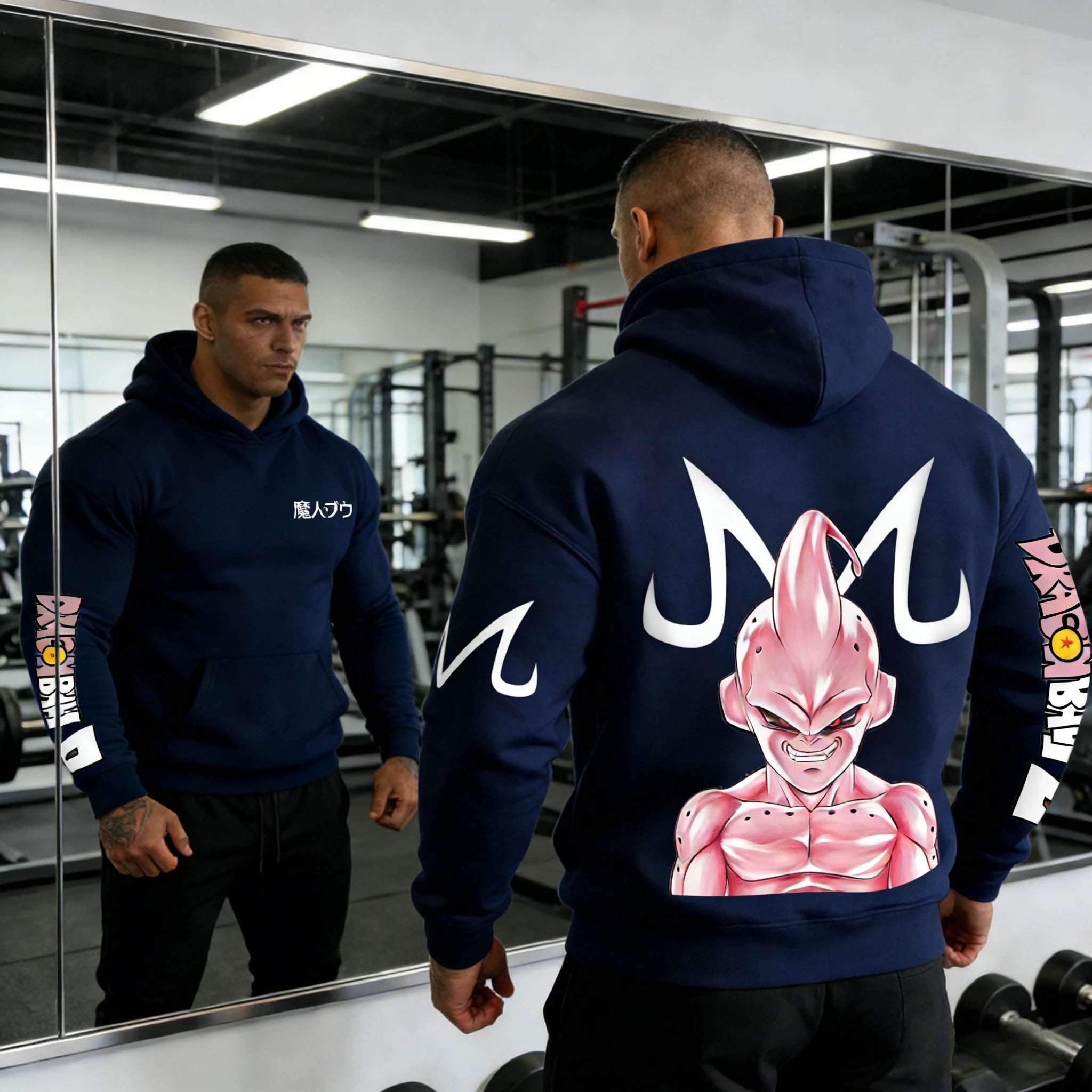 Dragon Ball Kid Buu Hoodie - Retro Gym Y2K Sweatshirt