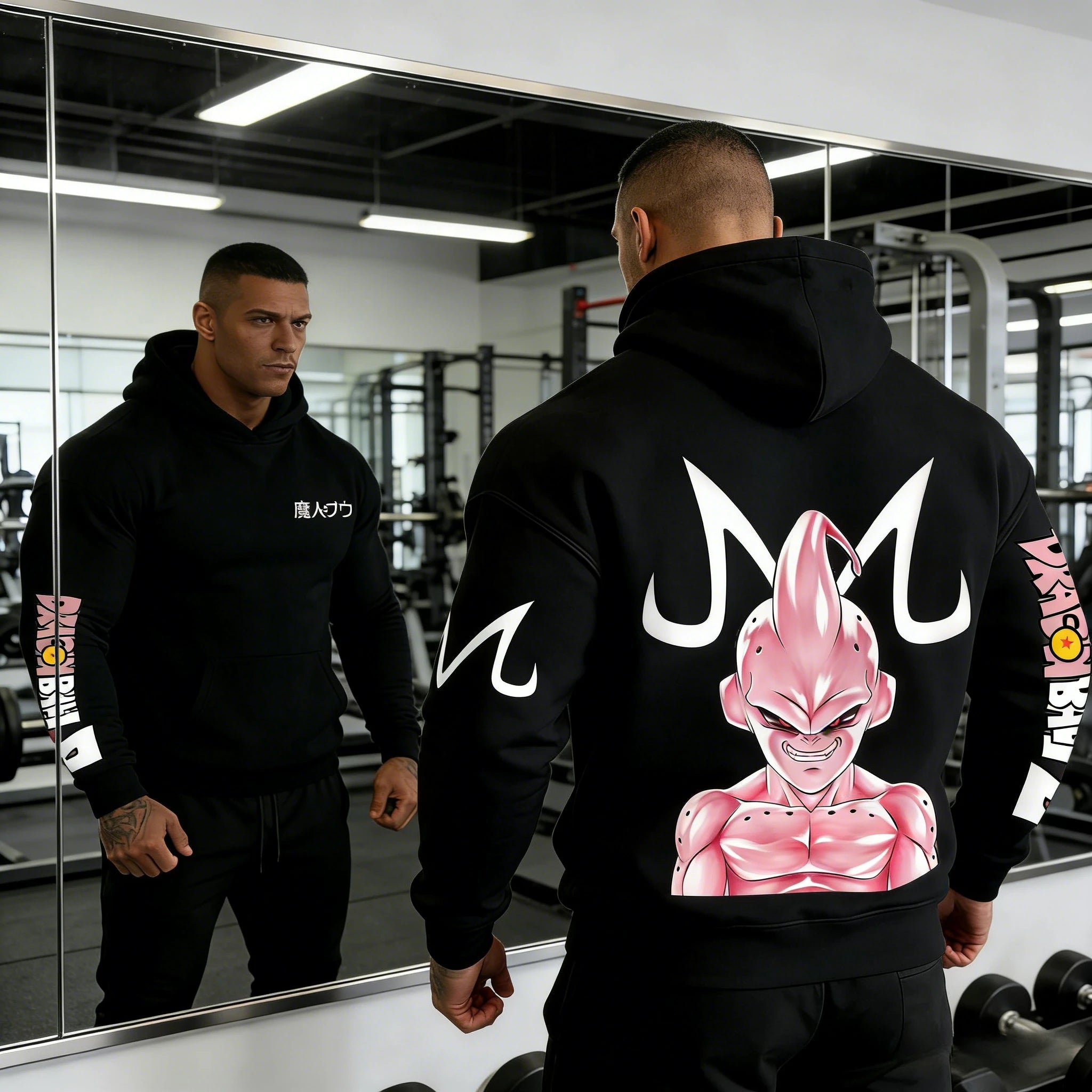 Dragon Ball Kid Buu Hoodie - Retro Gym Y2K Sweatshirt
