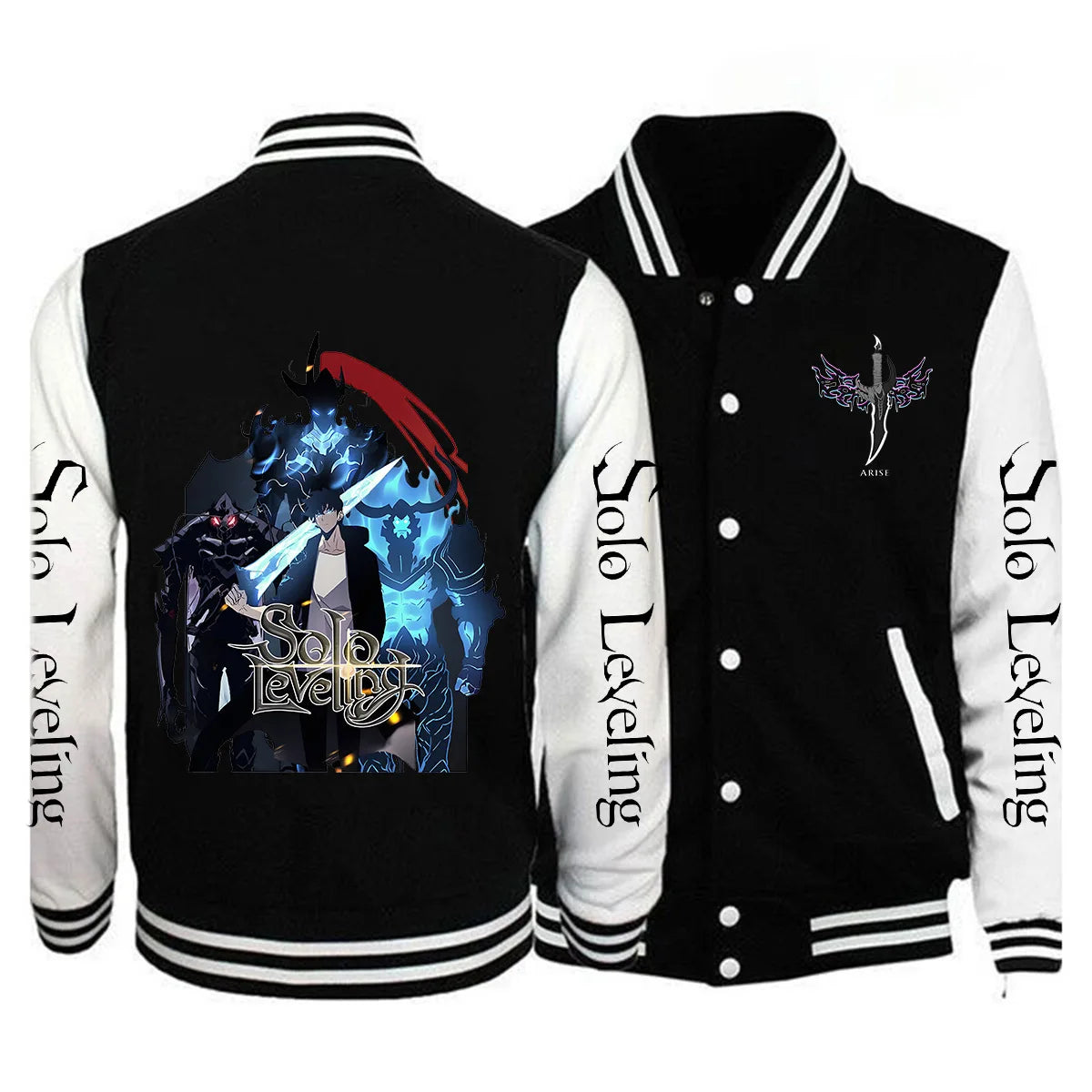 Limited Edition Men Fashion Solo Leveling Print Baseball Jacket Button Jacket Outerwear 2025 Spring Oversized Streetwear Solo Leveling Jacket