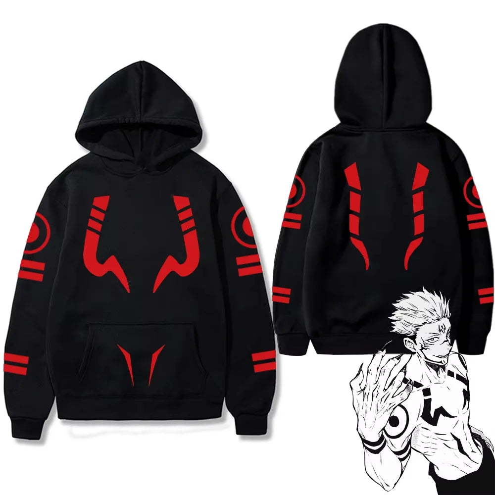 Men's Tops Anime Jujutsu Kaisen Ryomen Sukuna Printed Hooded Women Hoodies Plus Size Pullover Harajuku Autumn Winter Sweatshirt