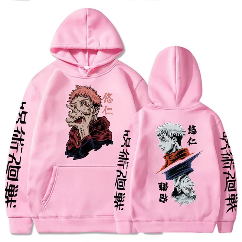 Jujutsu Kaisen Itadori Yuji Leisure Plus size student hoodie cross-grade fleece hooded sweatshirt Double-sided Graphic print