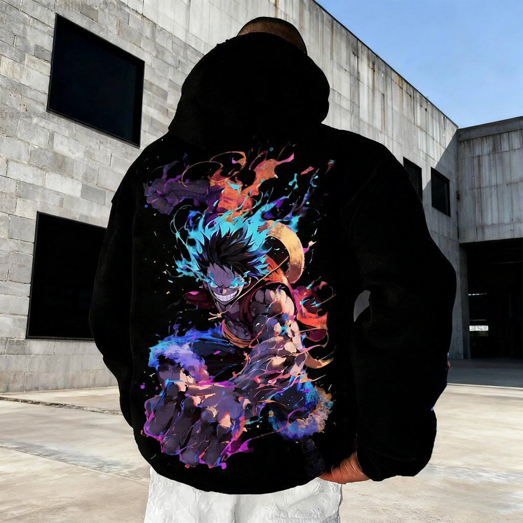One Piece Luffy Hoodie - Pure Cotton Loose Winter Sweatshirt