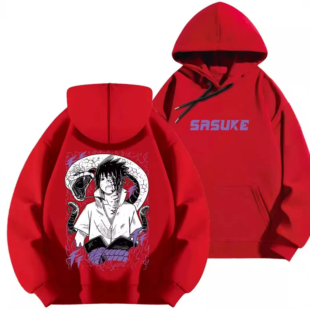 Naruto Uchiha Sasuke Hoodie - Harajuku Curse Print Streetwear