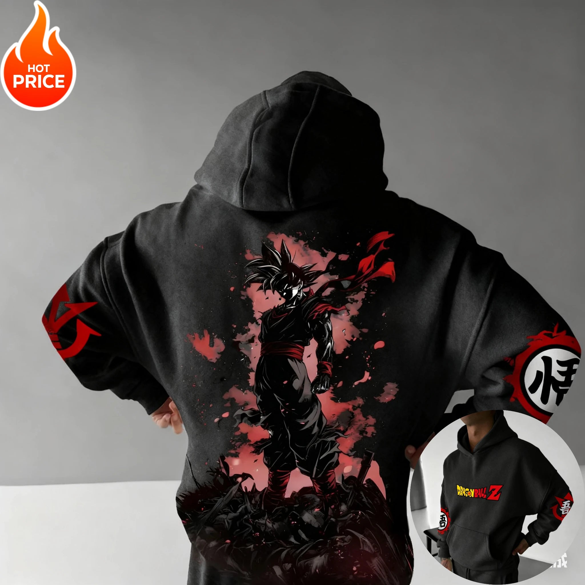 Dragon Ball Goku Dark Print Hoodie - Oversized Summer Casual