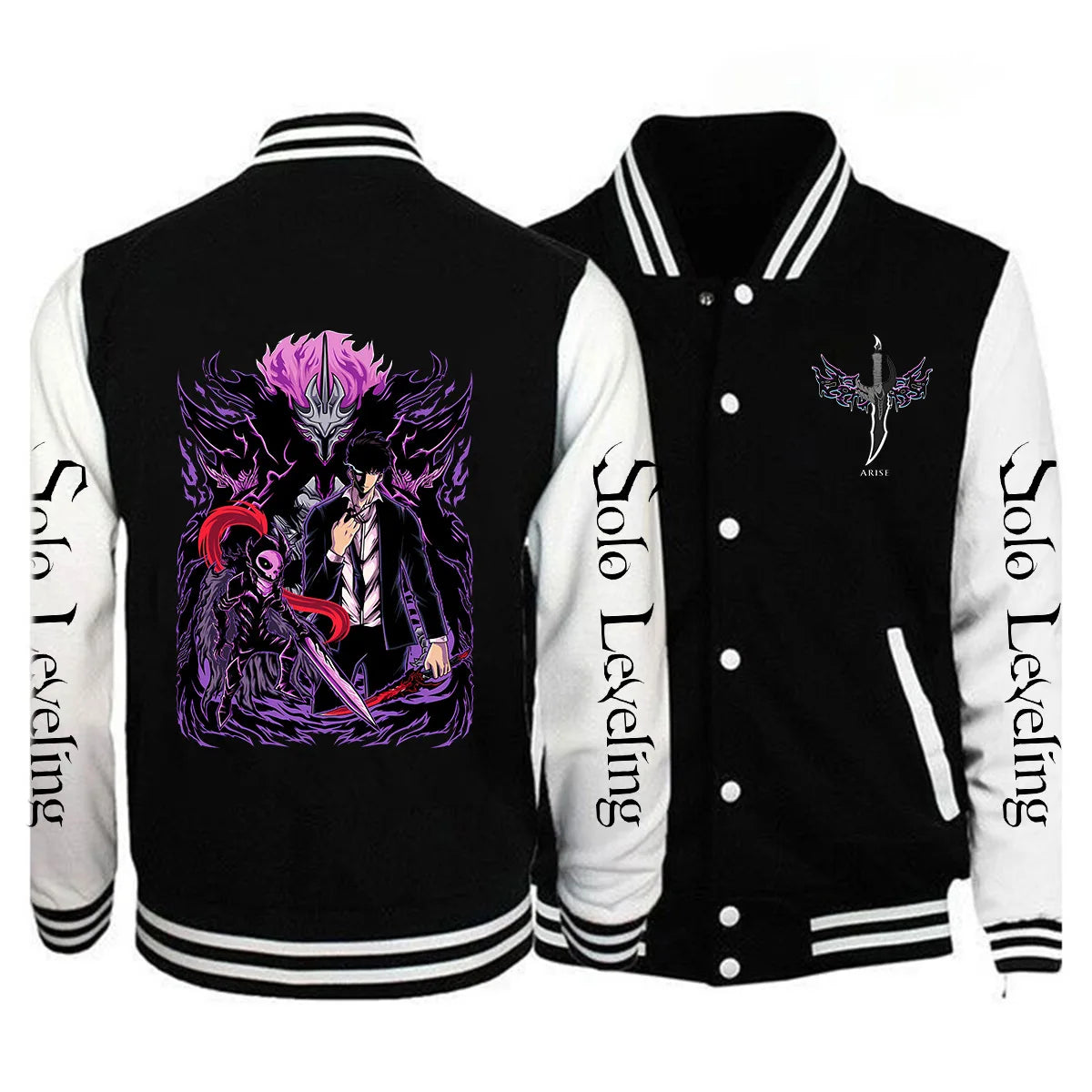 Limited Edition Men Fashion Solo Leveling Print Baseball Jacket Button Jacket Outerwear 2025 Spring Oversized Streetwear Solo Leveling Jacket