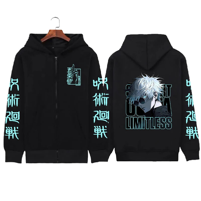 Jujutsu Kaisen Satoru Gojo Zip Hoodie - Harajuku Jacket